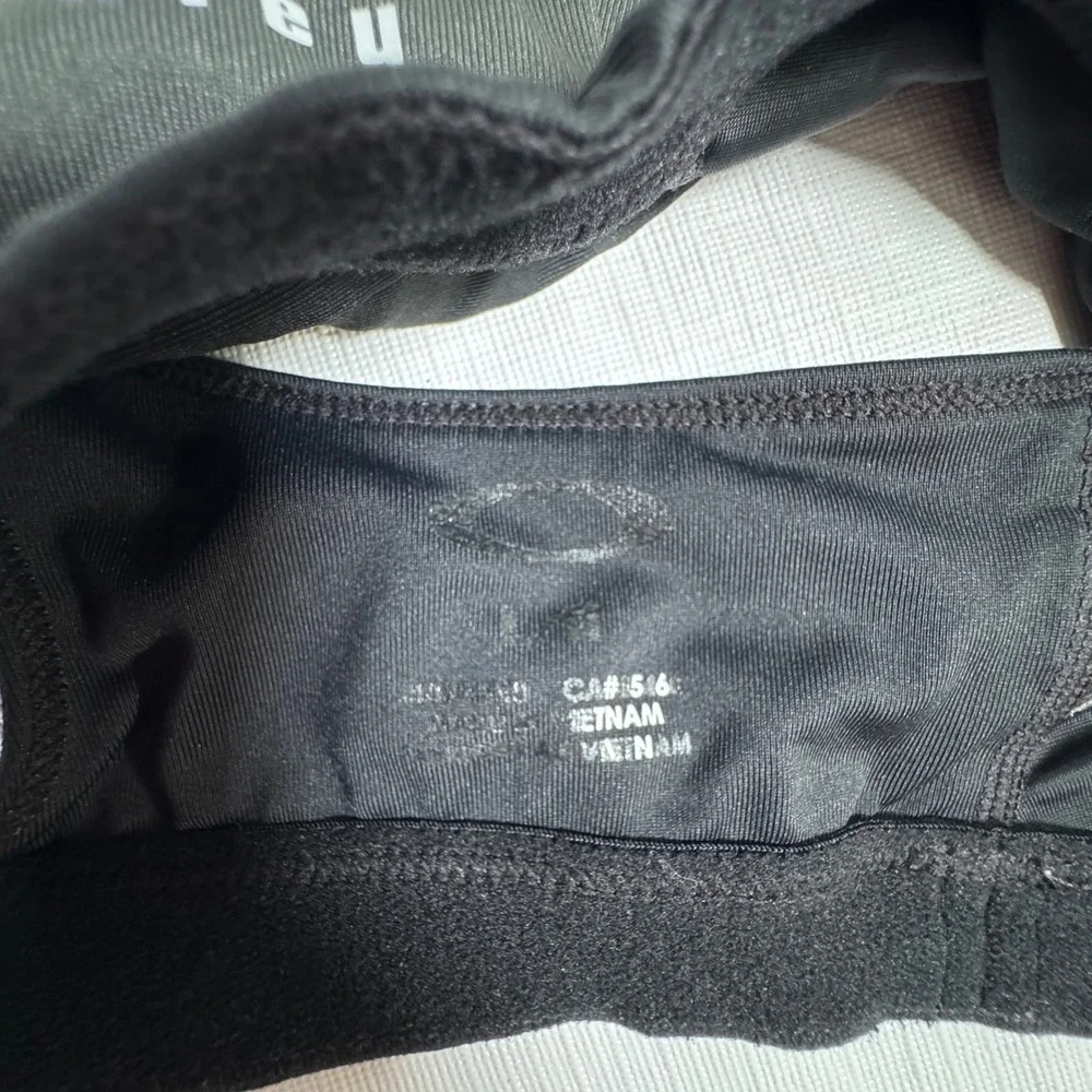 Oakley Womens Large Gray Black Racerback Sports Bra Activewear